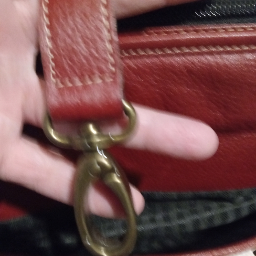 ClareChase Maroon Leather Computer Bag with Buckle Detail - Picture 8 of 12